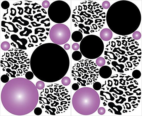 Purple Radial Leopard Print Dot Wall Decals Stickers Mini