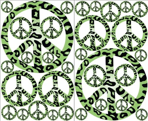 Leopard Print Peace Sign Wall Decals