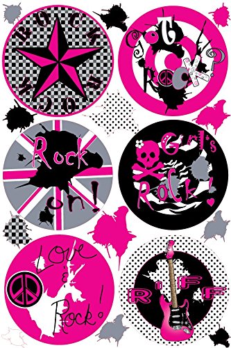 Girls Rock Star Polka Dot Wall Stickers / Rock Star Wall Decals with Paint Splat Wall Decals