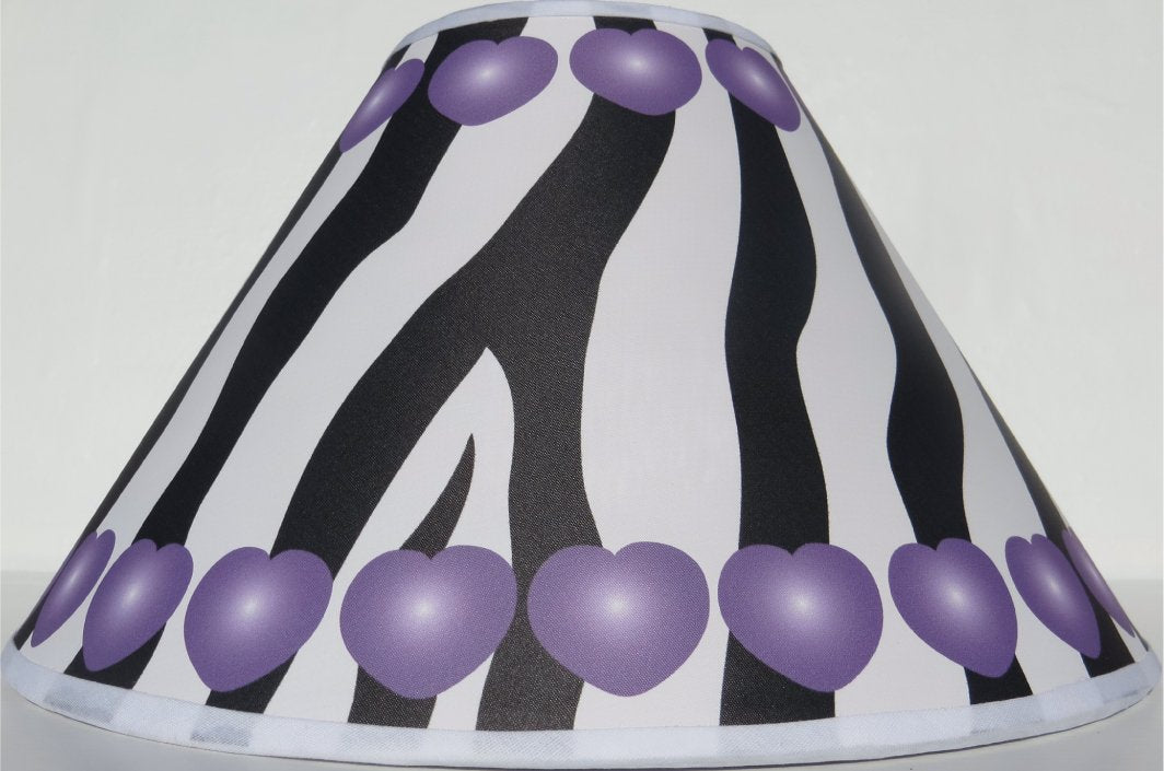 Purple Hearts Zebra Print Lamp Shade / Zebra Print Nursery Decor