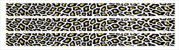 Gold Leopard Print Border in White, Black and Gold Leopard Print Wall Decals/Stickers
