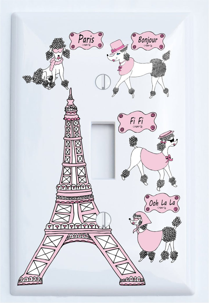 Poodle In Paris Light Switch Cover Stickers