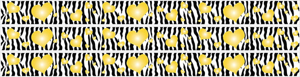 Zebra Print and Yellow 3D Hearts Wall Sticker Border Decals