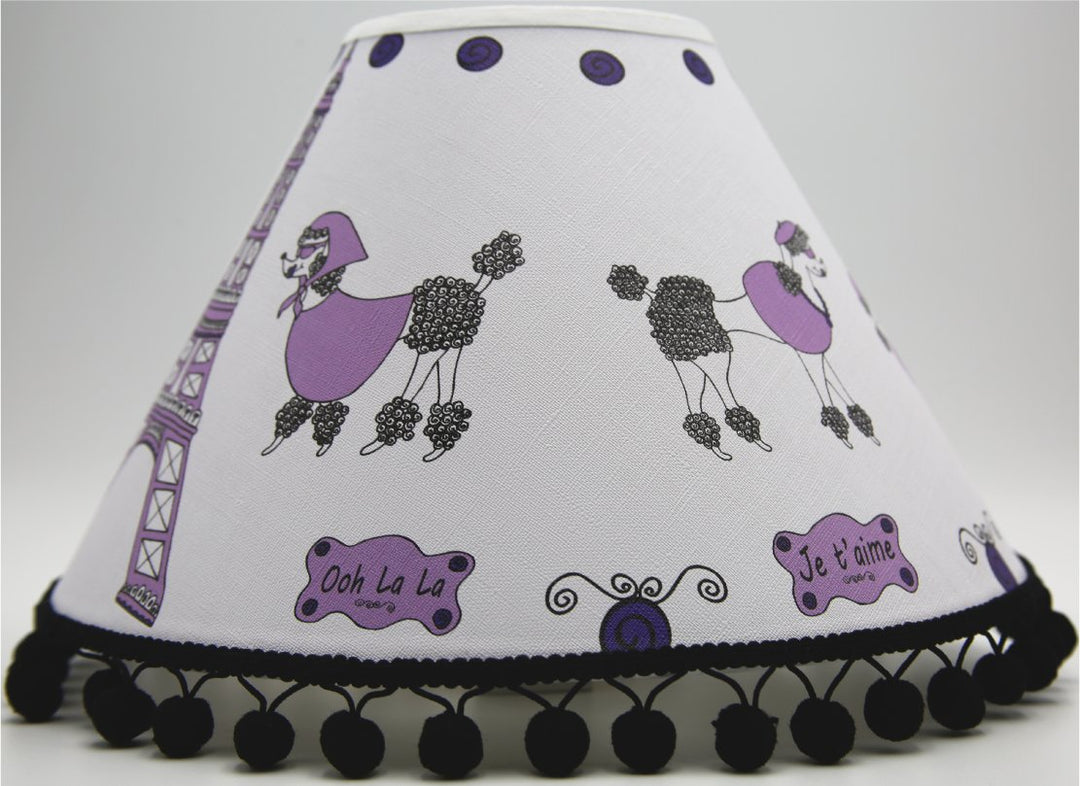 Purple Poodles in Paris Lamp Shade/Paris Children's Nursery Room Decor