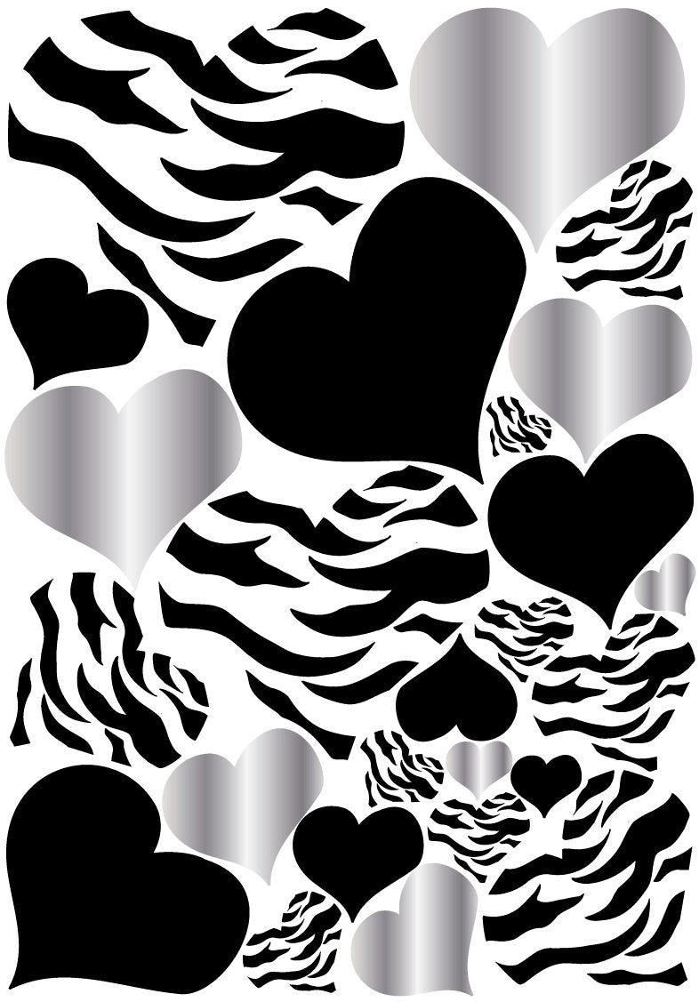 Zebra Print Heart Wall Decals