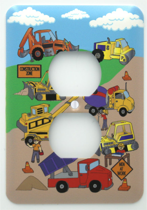 Construction Light Switch Plates Cover Construction Trucks and Tractors Wall Decor