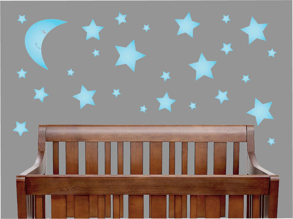 Moon and Star Wall Decals Matching Our Owl and Elephant Wall Decals