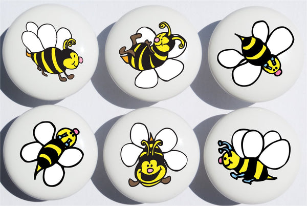 Bee Drawer Pulls / Ceramic Nursery Drawer Knobs