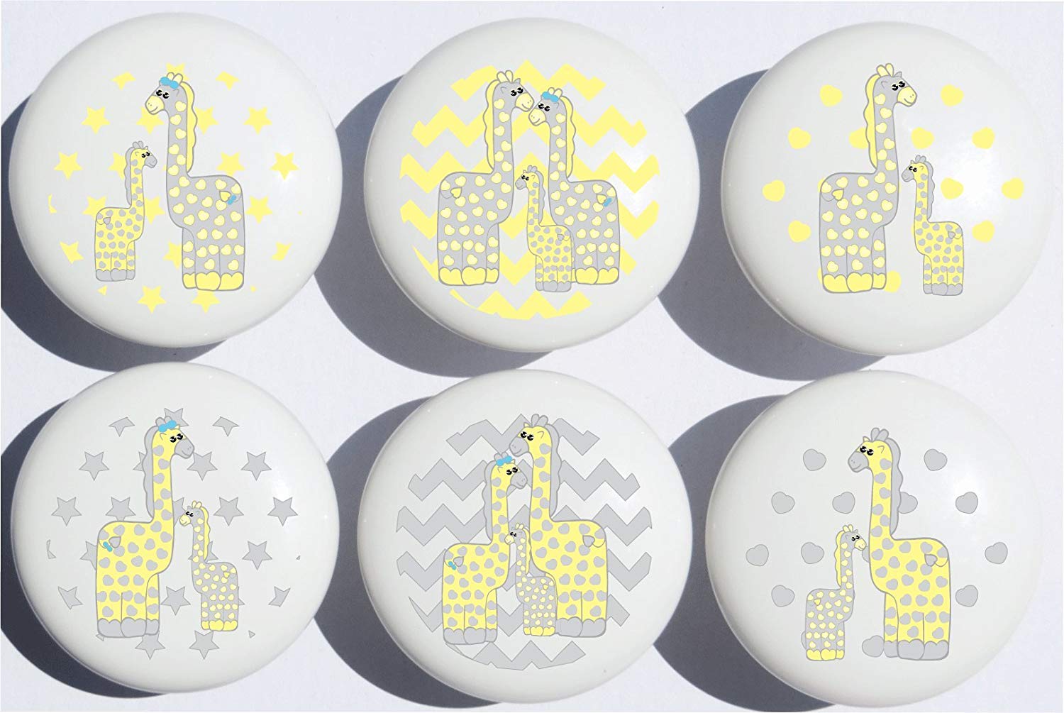 Giraffe Drawer Pulls / Safari Ceramic Cabinet Drawer Knobs / Giraffe Nursery Decor / Set of 6
