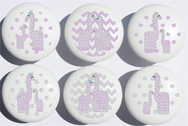 Giraffe Drawer Pulls / Safari Ceramic Cabinet Drawer Knobs / Giraffe Nursery Decor / Set of 6