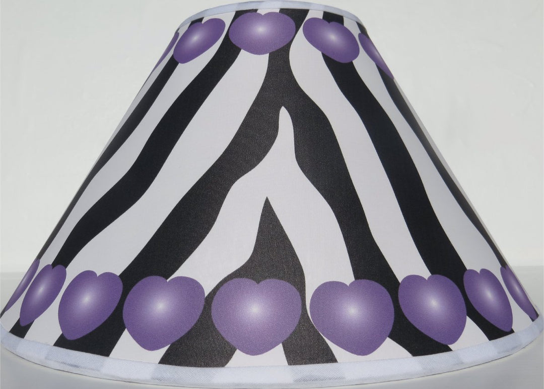 Purple Hearts Zebra Print Lamp Shade / Zebra Print Nursery Decor
