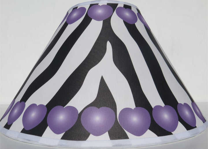 Purple Hearts Zebra Print Lamp Shade / Zebra Print Nursery Decor
