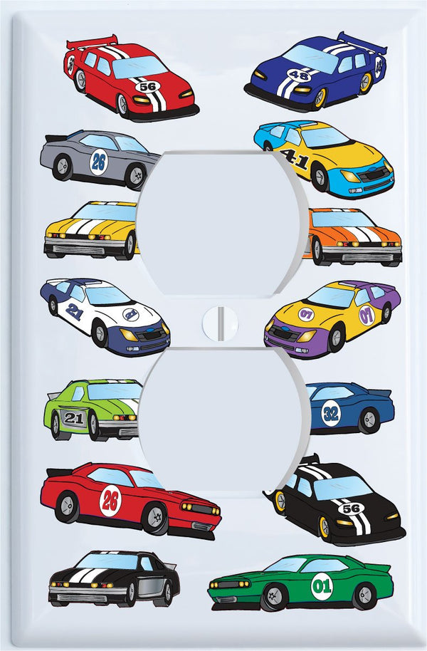Stock Race Car Light Switch Plate Covers and Outlet Covers / Race Car Room Decor