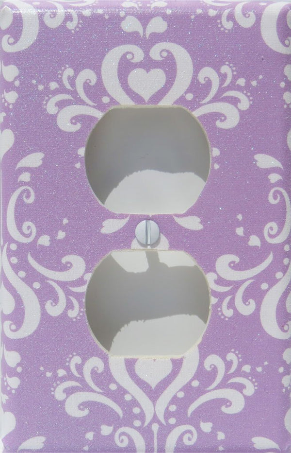 Purple Damask Outlet Switch Plate Covers / Damask Children's Wall Decor