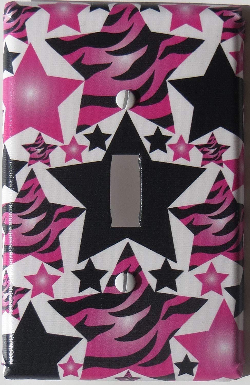 Hot Pink Zebra Stars Light Switch Plate Cover