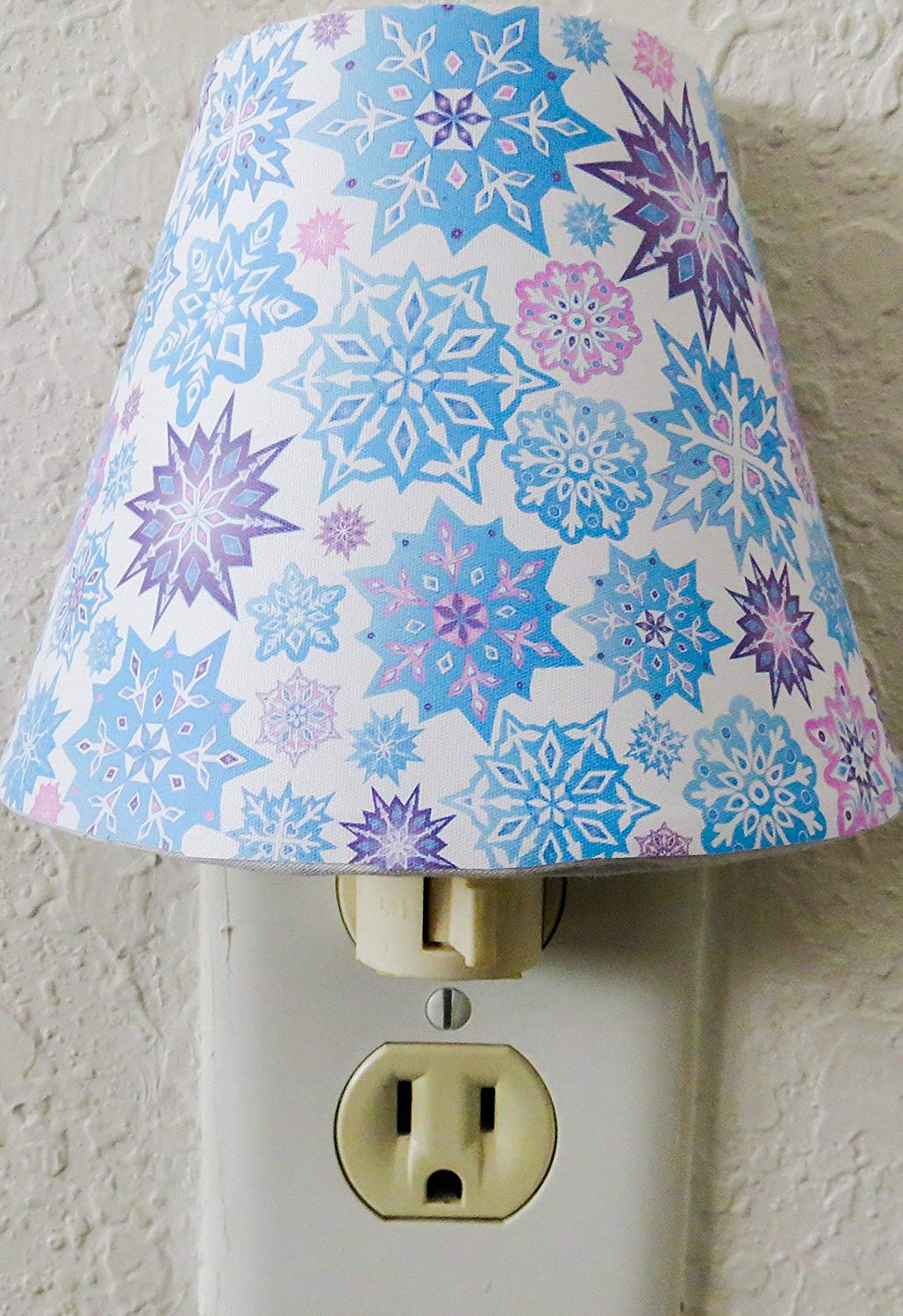 Snowflake Night Light in Pink, Purple and Blue Snowflakes Wall Decor