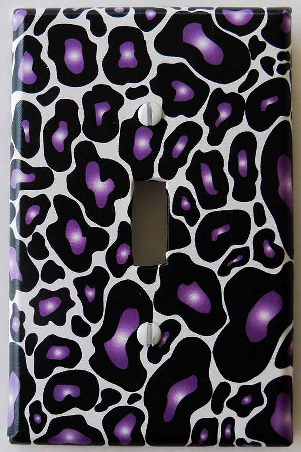 Purple Black Leopard Print Switch Plate Cover