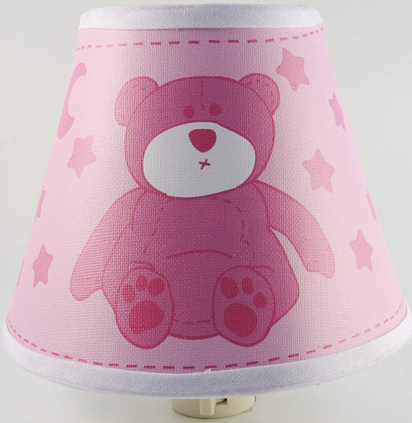 Pink Teddy Bear Night Light With Stars and Moon / Teddy Bear Nursery Decor