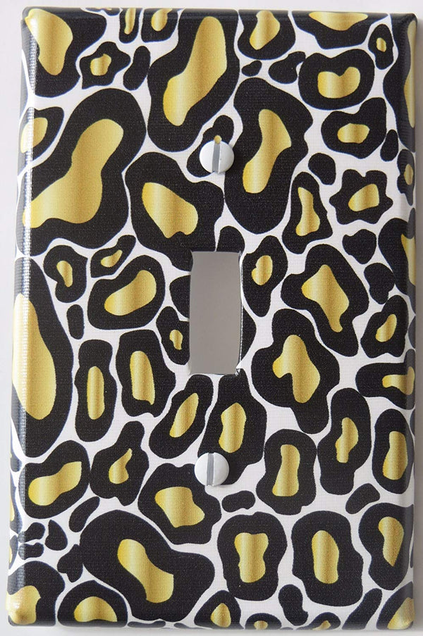 Gold and Black Leopard Print Light Switch Plate Cover