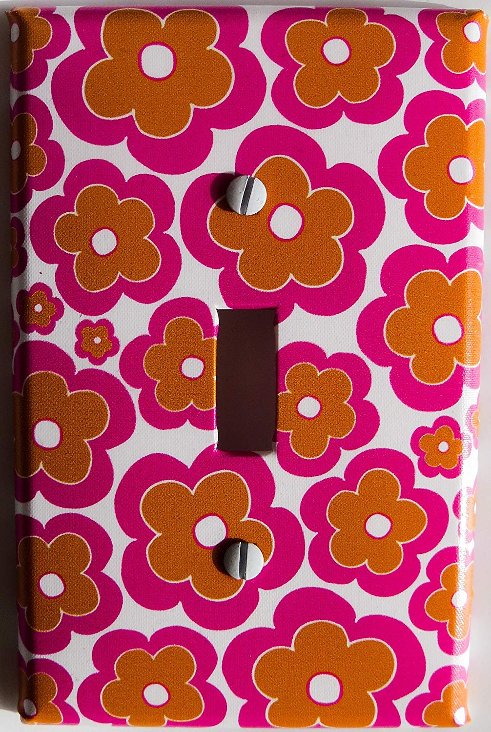 Hot Pink and Orange Daisy Flowers Switch Plate Cover