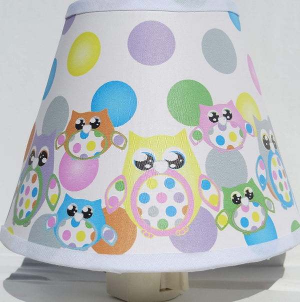Multicolored Owl Night Lights with Polka Dots / Owl Nursery Decor