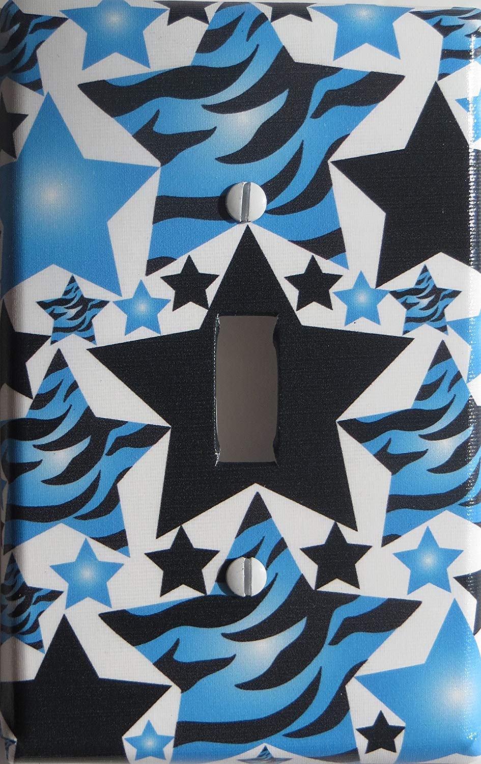 Blue Zebra Print Star Light Switch Plate Cover