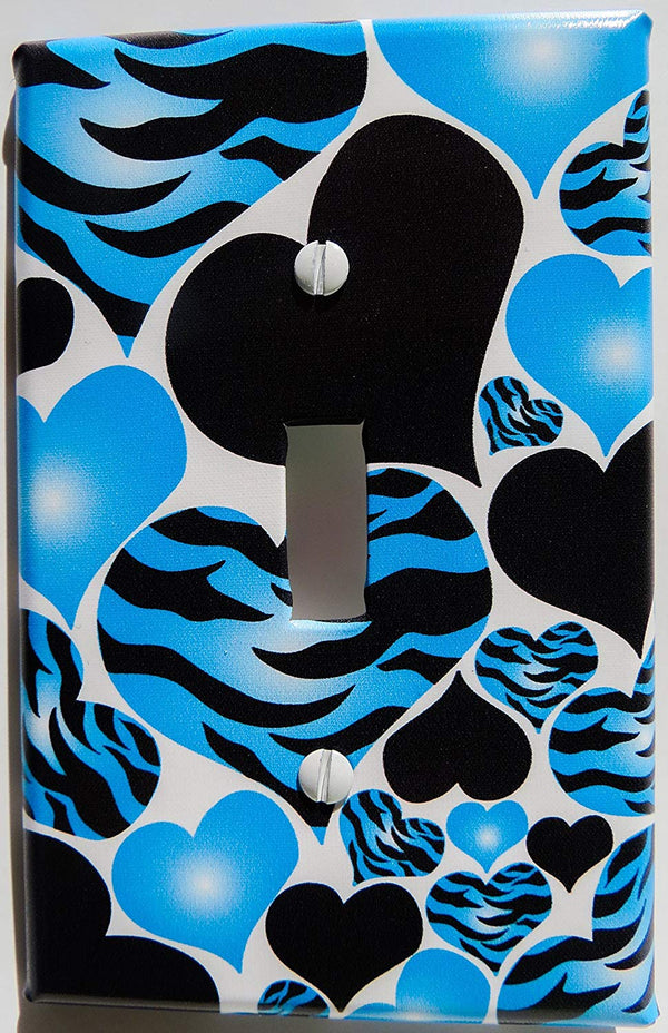 Presto Wall Decals Blue Radial Heart Zebra Print Light Switch Plate Cover