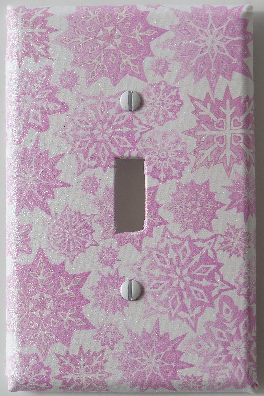 Pink Snowflakes Light Switch Plate Cover