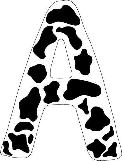 10 inch Cow Animal Print Letter Decals Stickers from A to Z