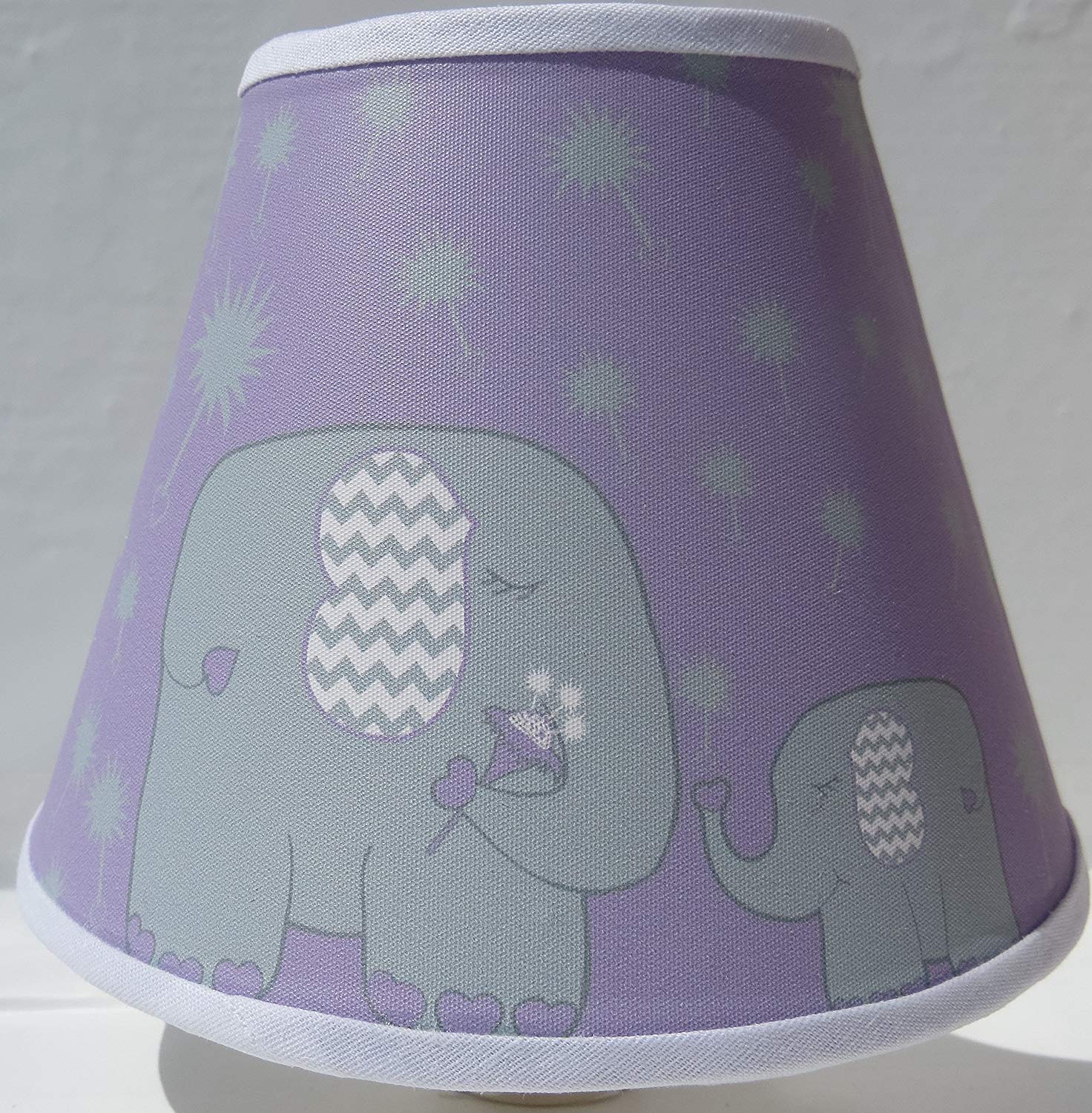 Elephant Night Lights / Purple with Grey Dandelions / Elephant Nursery Wall Decor