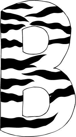 10in. Zebra Animal Print Letter Decals Stickers from A to Z