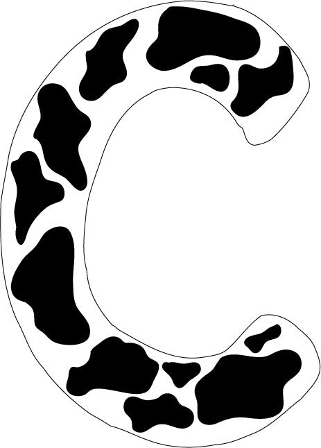 10 inch Cow Animal Print Letter Decals Stickers from A to Z