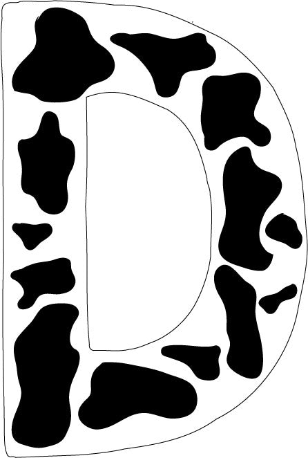 10 inch Cow Animal Print Letter Decals Stickers from A to Z