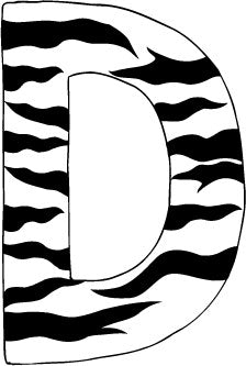 10in. Zebra Animal Print Letter Decals Stickers from A to Z