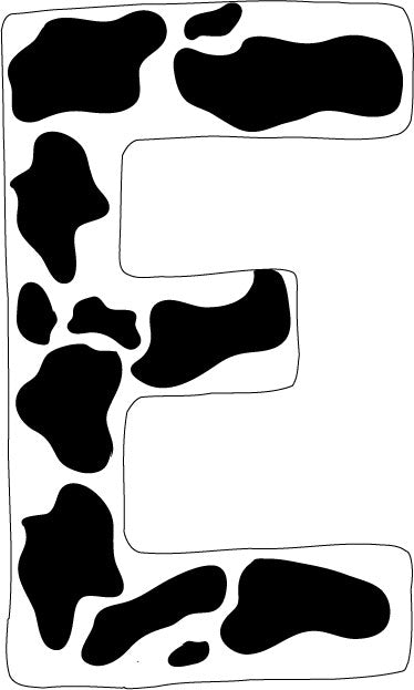 10 inch Cow Animal Print Letter Decals Stickers from A to Z