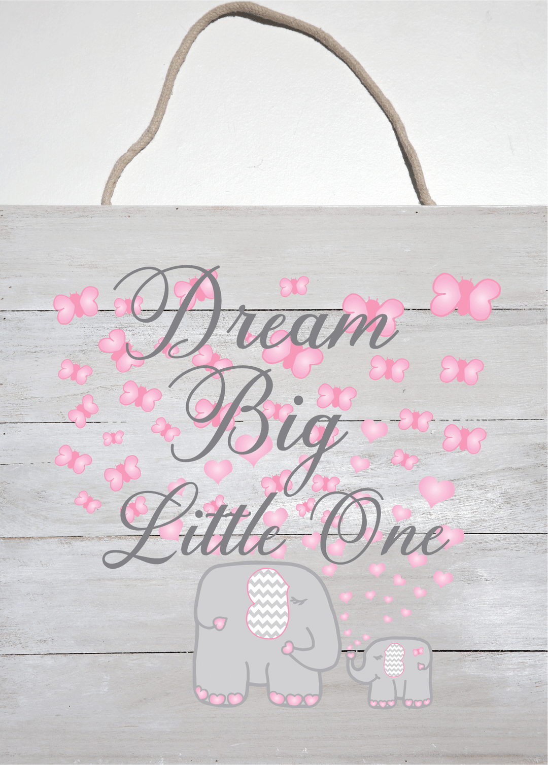 Elephant Hearts and Butterflies Natural Wall Hanging Wall Hanging