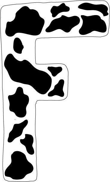 10 inch Cow Animal Print Letter Decals Stickers from A to Z