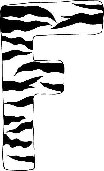 10in. Zebra Animal Print Letter Decals Stickers from A to Z