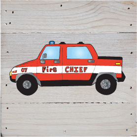Fire Trucks Art Print Rustic Wall Hanging