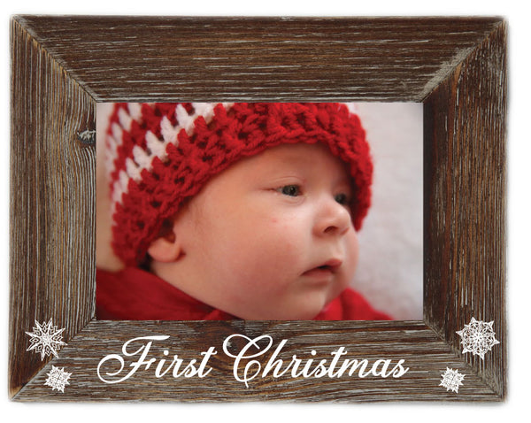 Babies First Christmas Milestone Natural Wood 4 x 6 Picture Frame Farmhouse Tabletop or Wall Hanging Rustic Home Decor