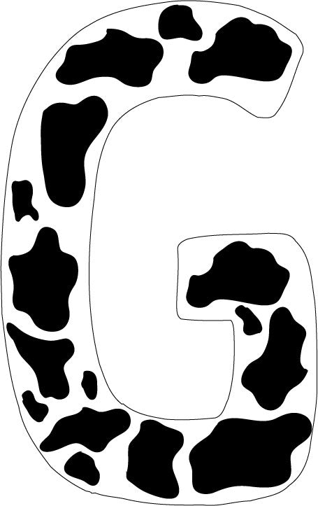 10 inch Cow Animal Print Letter Decals Stickers from A to Z
