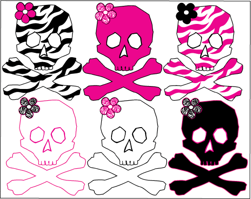 Skull Wall Stickers / PINK and Zebra Print Skull Wall Decals