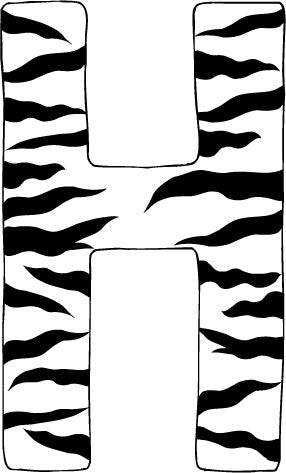 10in. Zebra Animal Print Letter Decals Stickers from A to Z