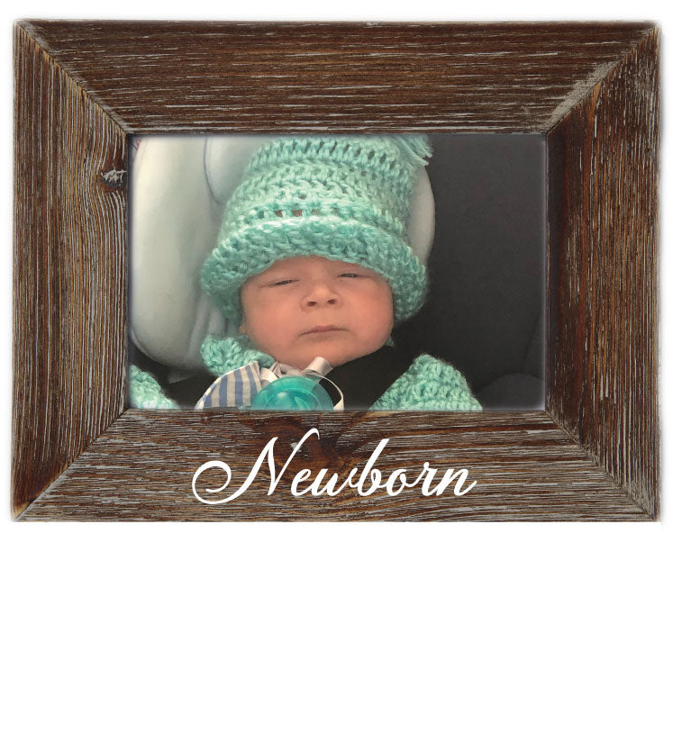Newborn Milestone Natural Wood 4 x 6 Picture Frame  Rustic Nursery Home Decor