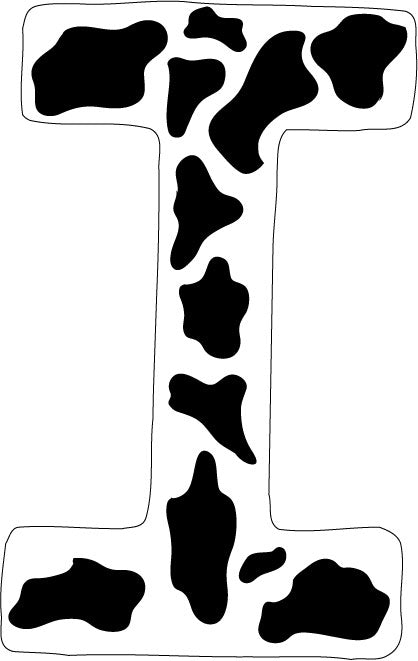 10 inch Cow Animal Print Letter Decals Stickers from A to Z