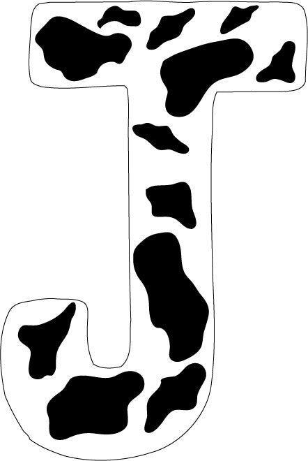 10 inch Cow Animal Print Letter Decals Stickers from A to Z