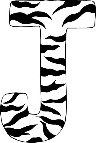 10in. Zebra Animal Print Letter Decals Stickers from A to Z