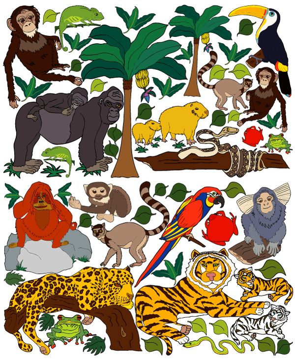 Jungle Animals Wall Decals Mural Decor
