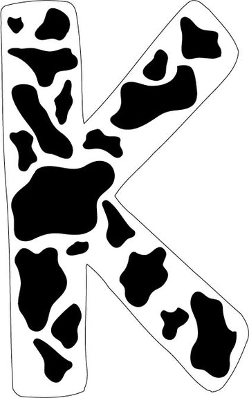 10 inch Cow Animal Print Letter Decals Stickers from A to Z