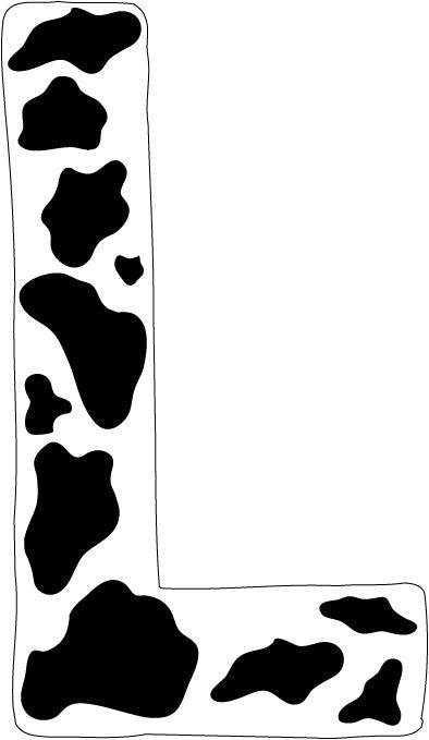 10 inch Cow Animal Print Letter Decals Stickers from A to Z